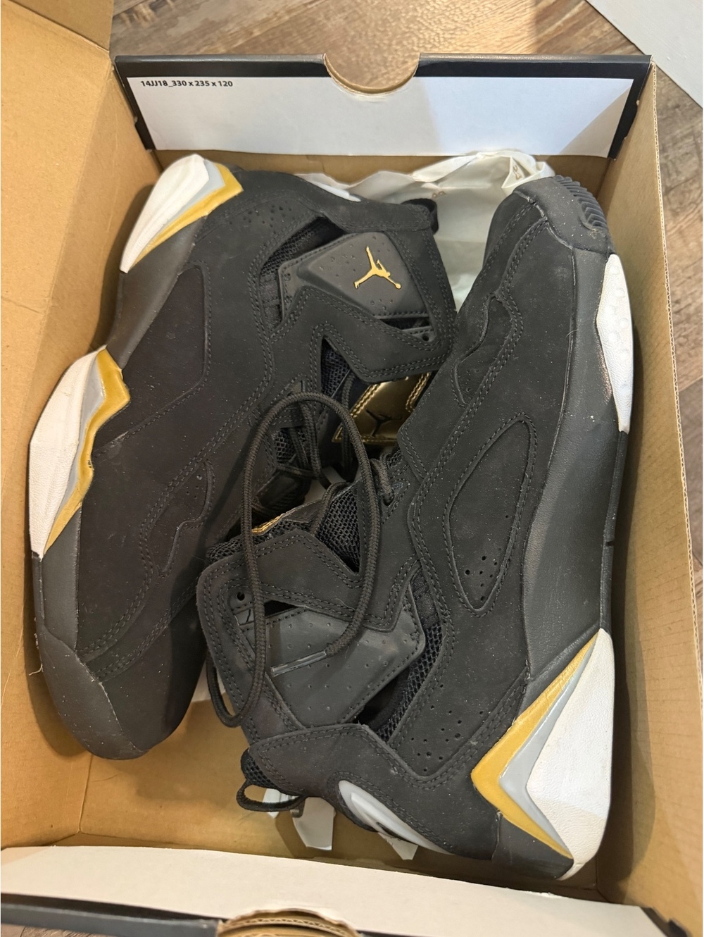 Jordan True Flight Black Metallic Gold Wolf Grey Men’s 8.5 342964-070